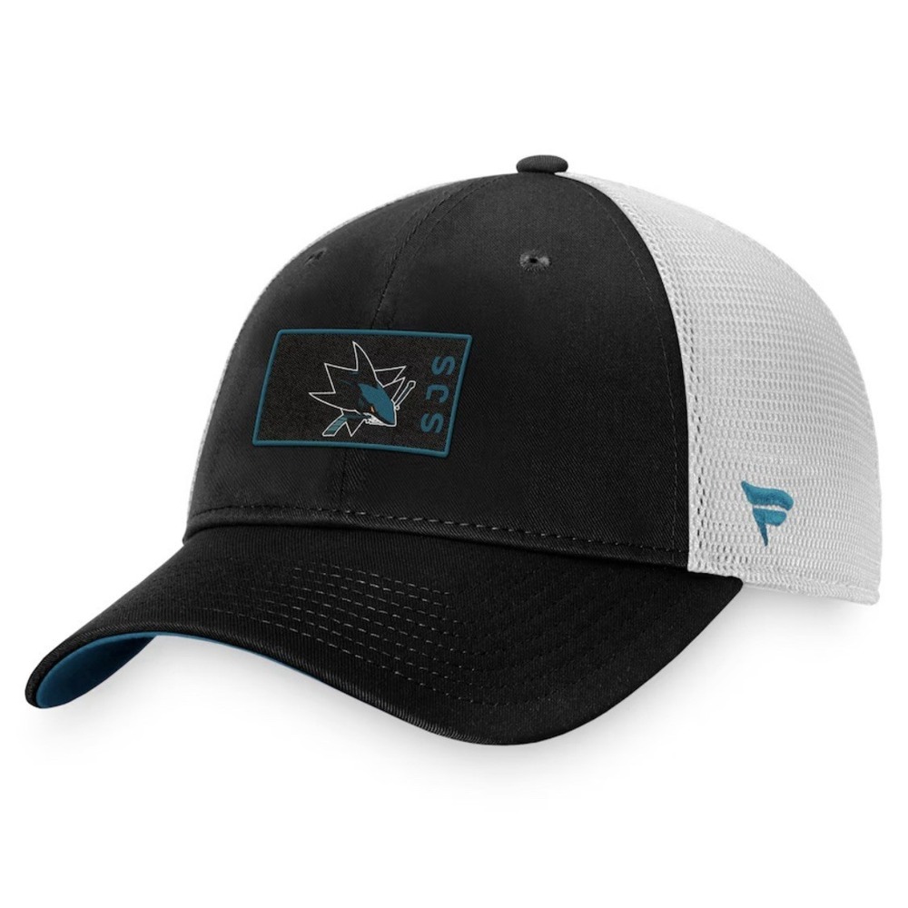 Men's Fanatics Black/White San Jose Sharks Authentic Pro Trucker Snapback Hat